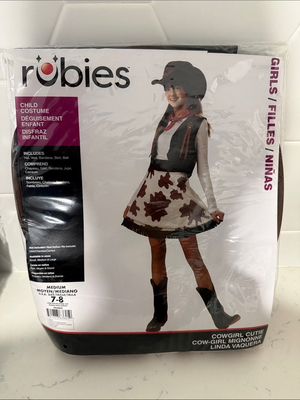 Girls Cowgirl Cutie Costume - Brown & White